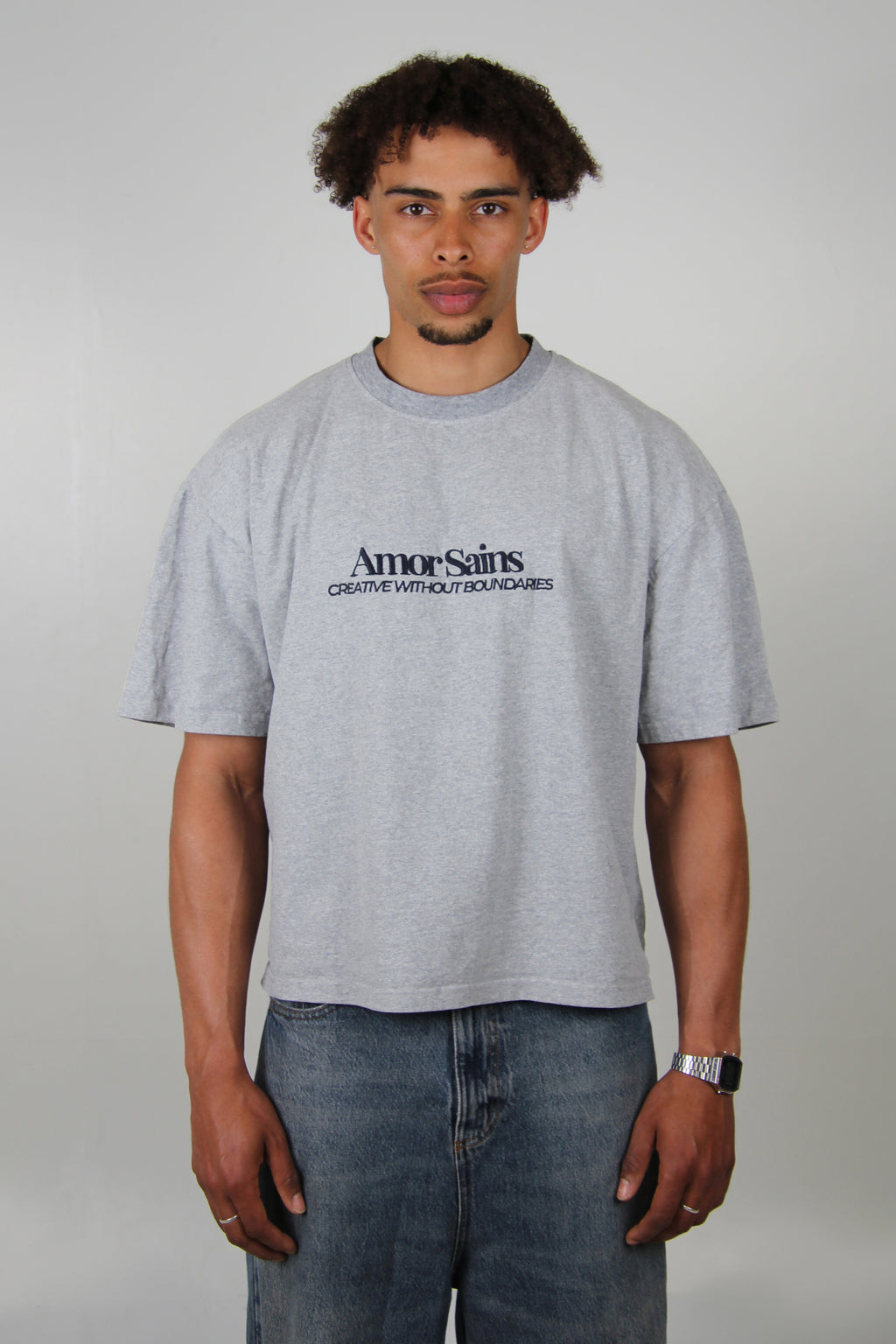 EMBROIDERED T-SHIRT GREY